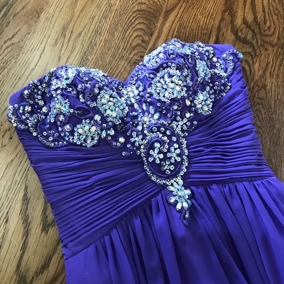 BEE DARLIN🌹LONG PURPLE PROM DRESS🌹CHIFFON🌹ZIP🌹 - Picture 5 of 7